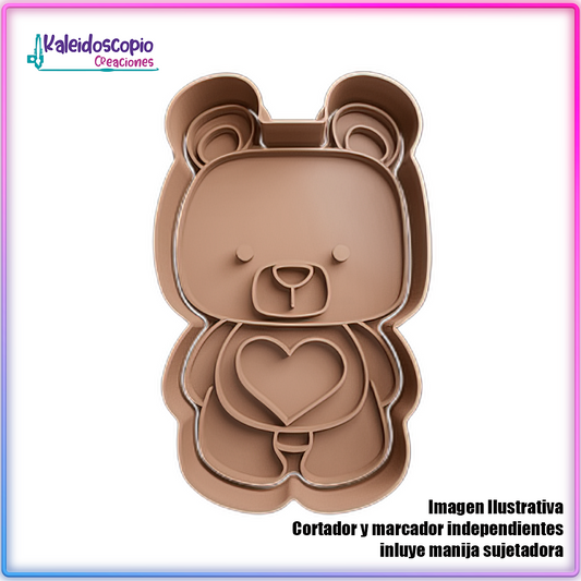 Oso con Corazon en el Pecho San Valentin  - Cortador de Galletas y Fondant