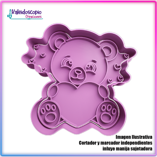 Oso con Corazones  San Valentin  - Cortador de Galletas y Fondant