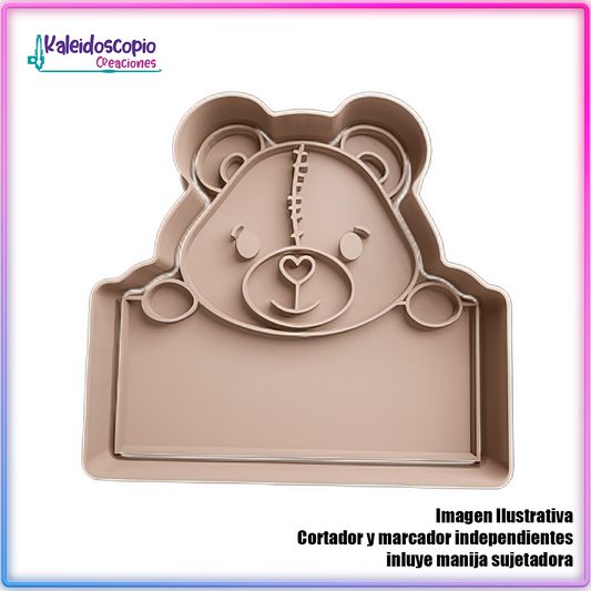 Oso con Cartel 1  San Valentin  - Cortador de Galletas y Fondant