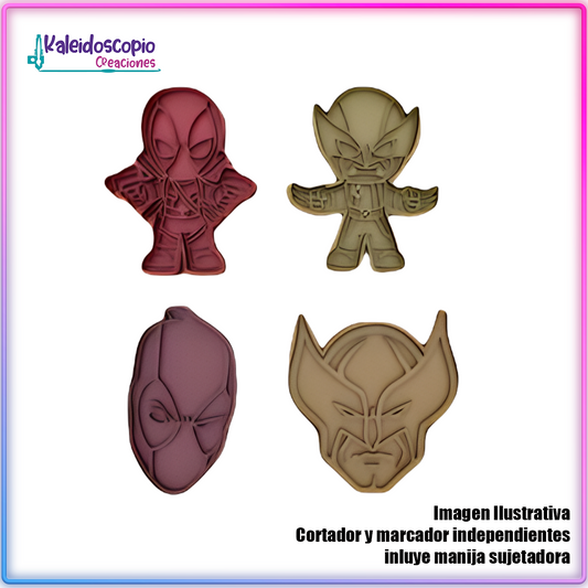 Pack Deadpool and Wolverine Cortador de Galleta y Fondant