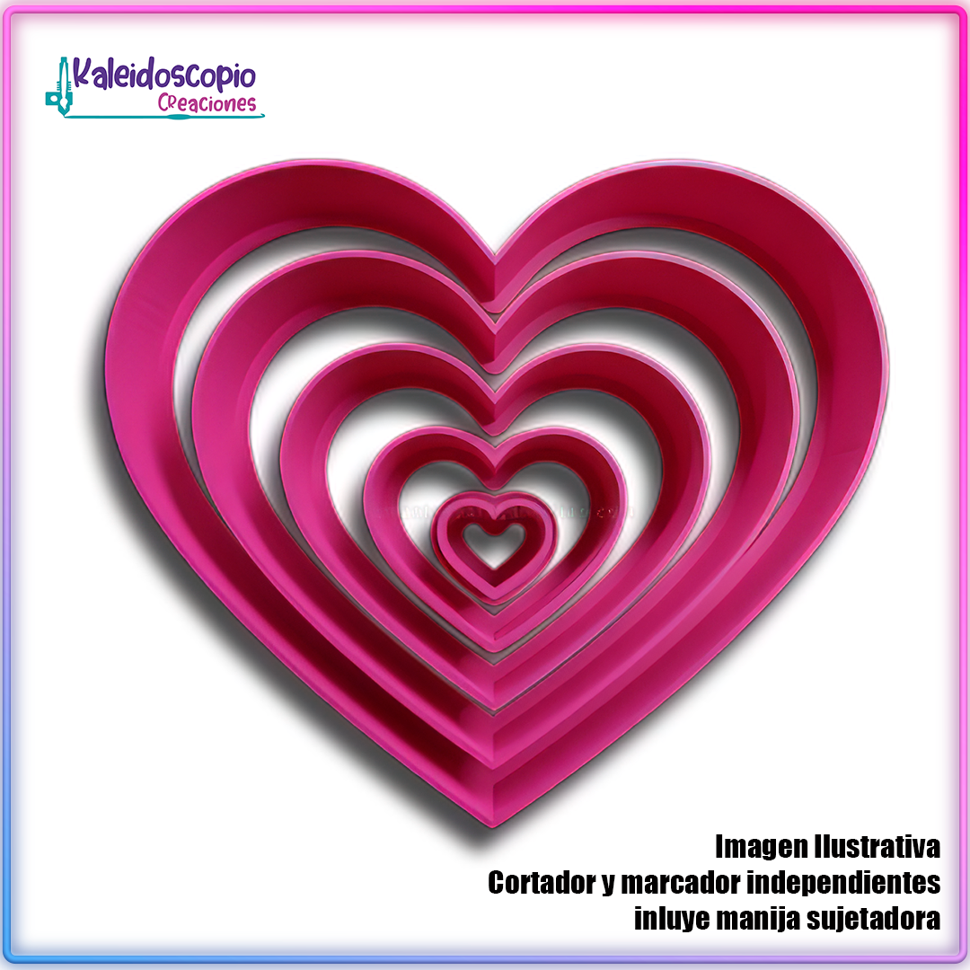 Set 5 Corazones San Valentin  - Cortador de Galletas y Fondant