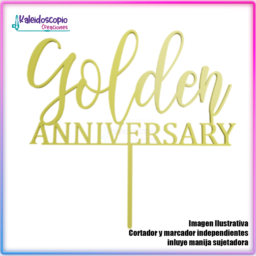 Golden anniversary topper cake