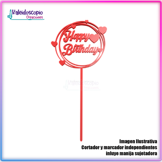 Happy birthday corazones topper cake