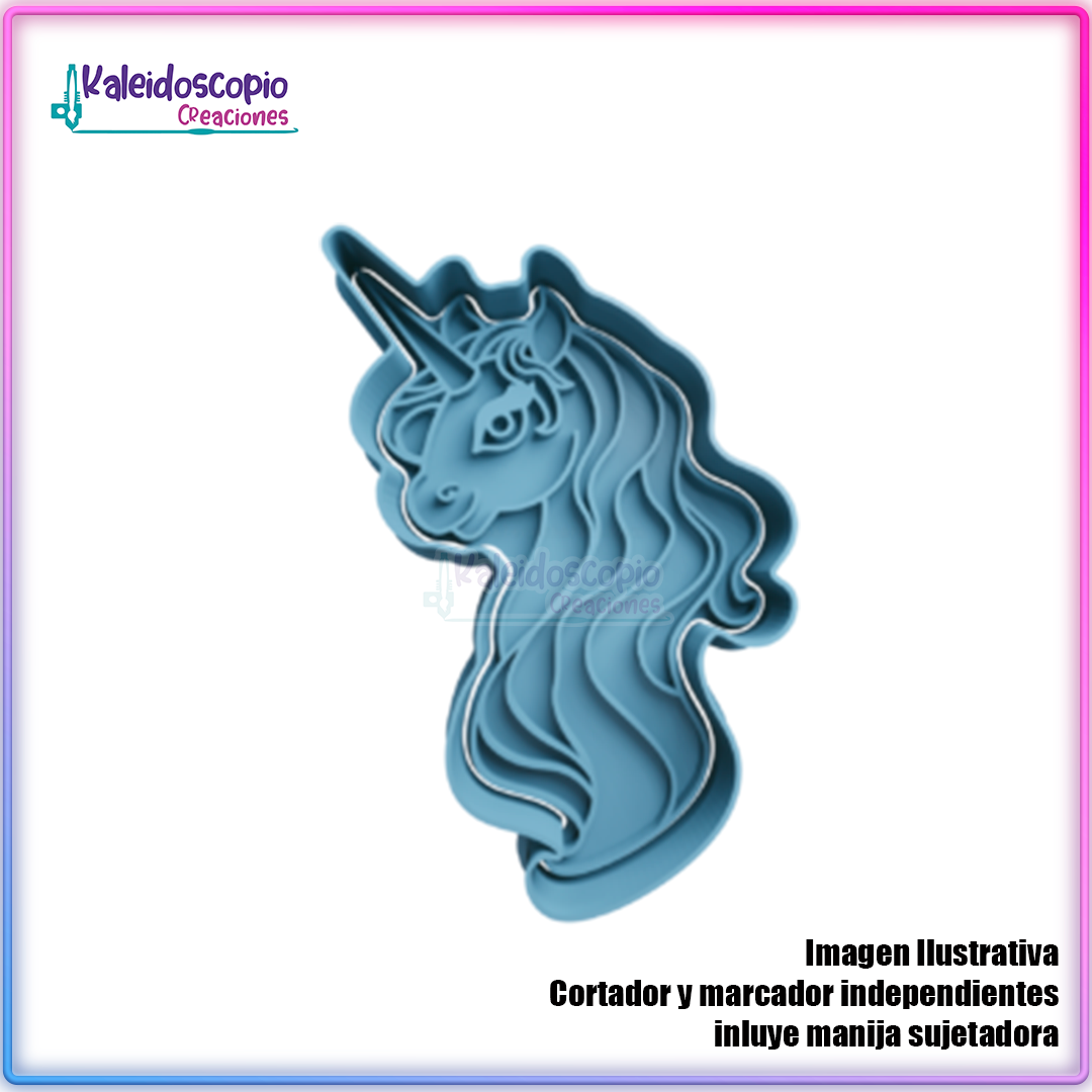 Unicornio fancy v2 Cortador para galletas y fondant