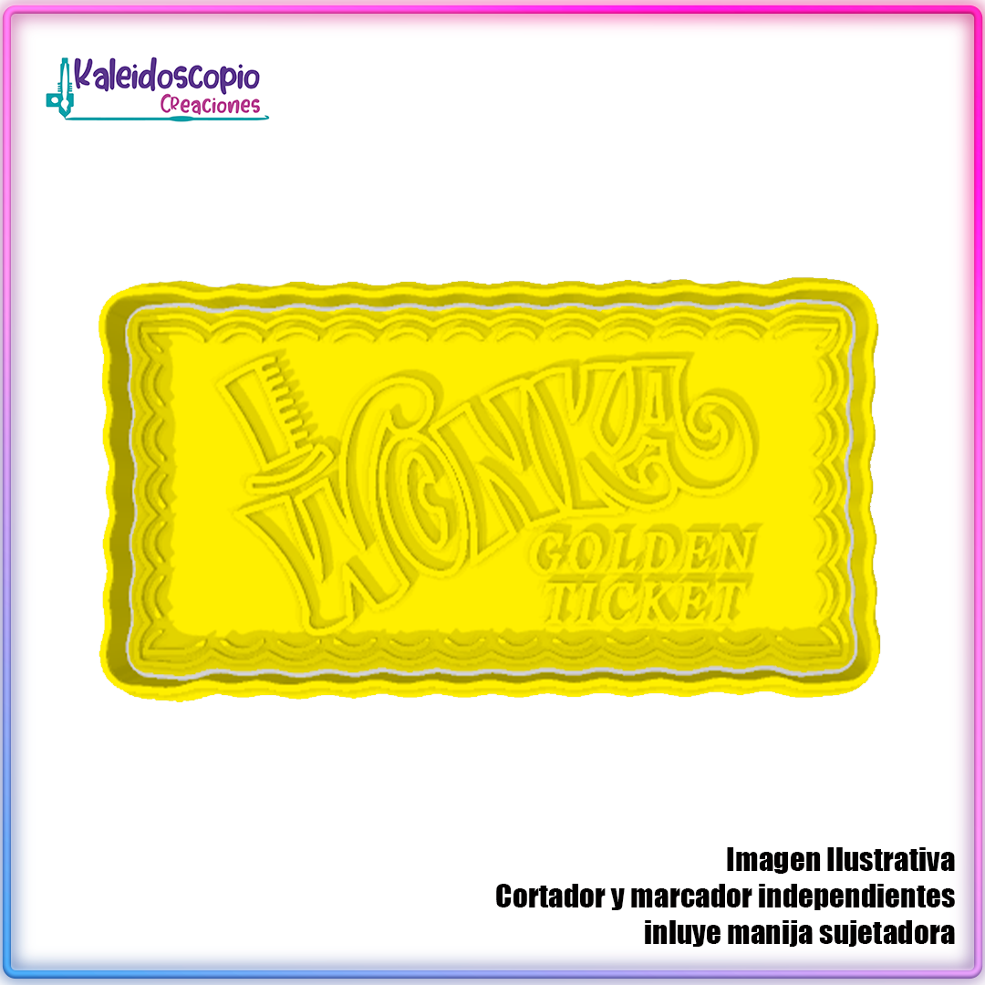 Wonka ticket Dorado - Cortador para galletas y fondant