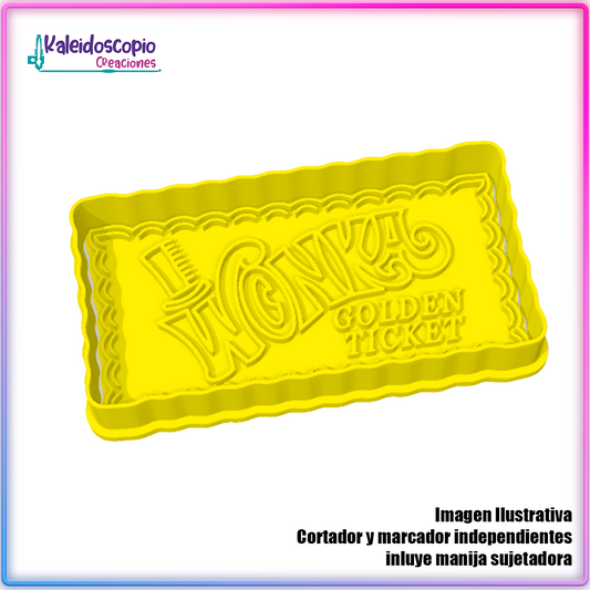 Wonka ticket Dorado - Cortador para galletas y fondant