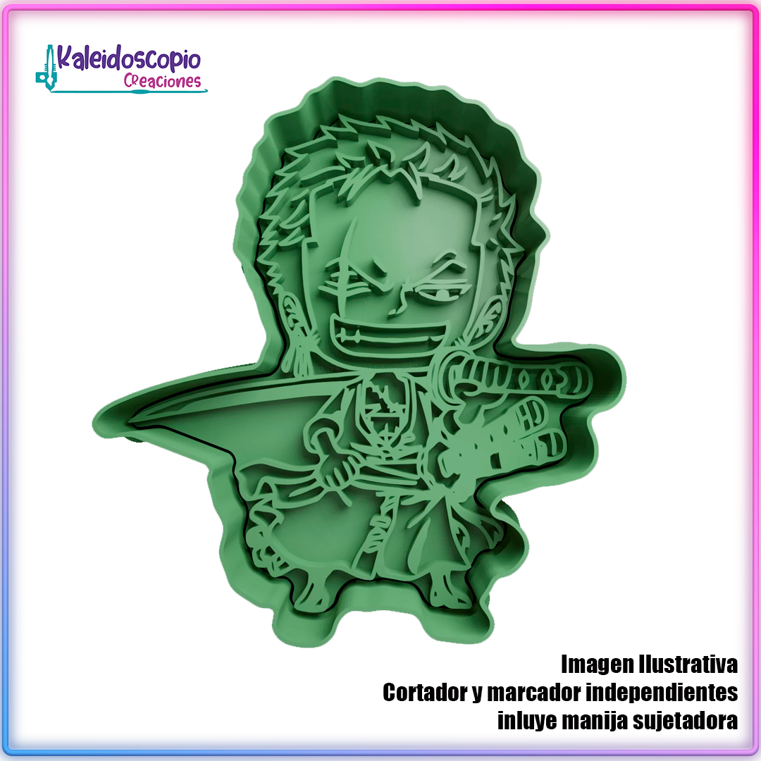 Zoro roronoa chibi Cortador para galletas y fondant