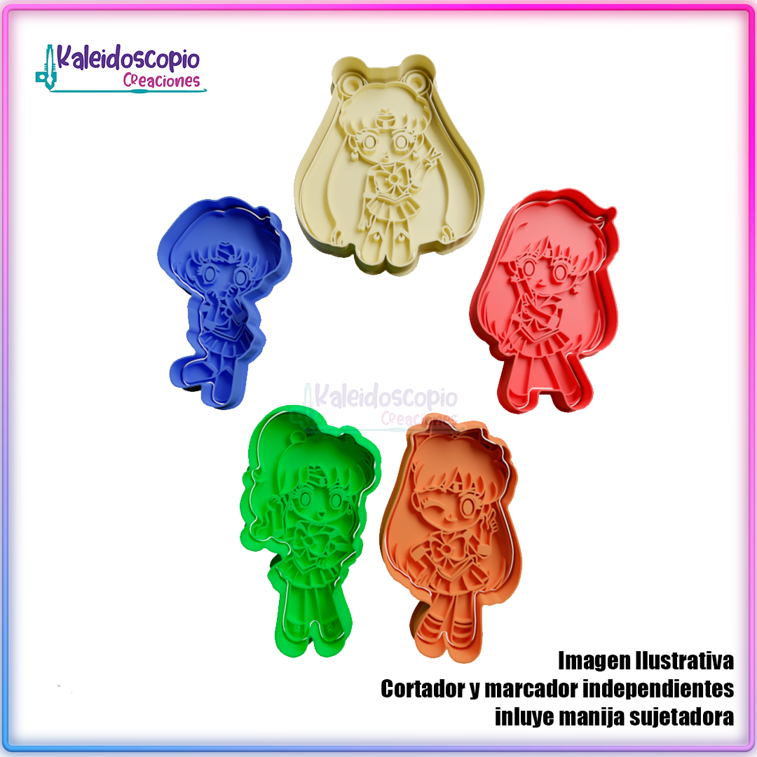 Sailor moon chibis pack de cortador para galletas y fondant