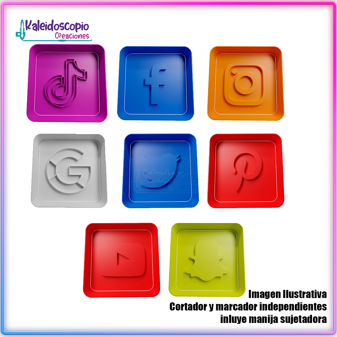 Redes sociales pack de cortador para galletas y fondant