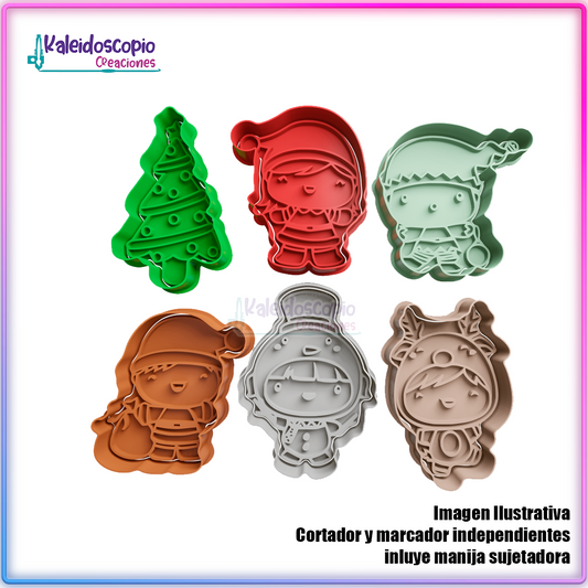 Navidad cute pack de cortador para galletas y fondant